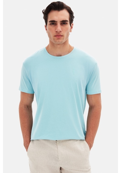 Twn Slim Fit Aqua Düz Kabartma Baskılı T-shirt 4ec148551753m Aqua