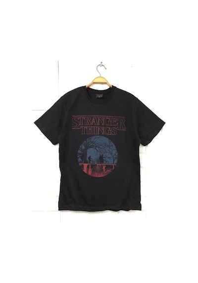 Stoned&Fame Stranger Thıngs Baskılı T-shirt SIYAH