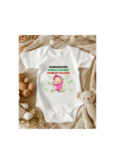 Lupi Babaanne Yazılı Bebek Zıbın % 100 Pamuk 68 ekru