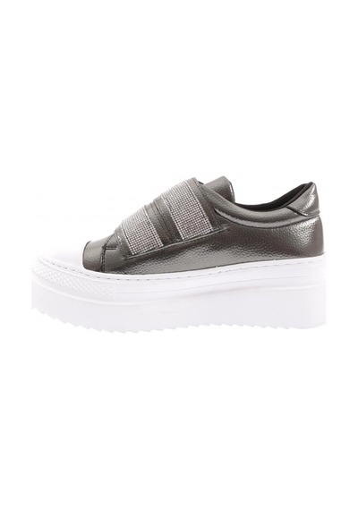 Dgn 898-23y Kadin 2 Cirtli Bantlari Silver Taşli Kalin Taban Sneaker Ayakkabi 898-1986-R14447 Beyaz - Platin