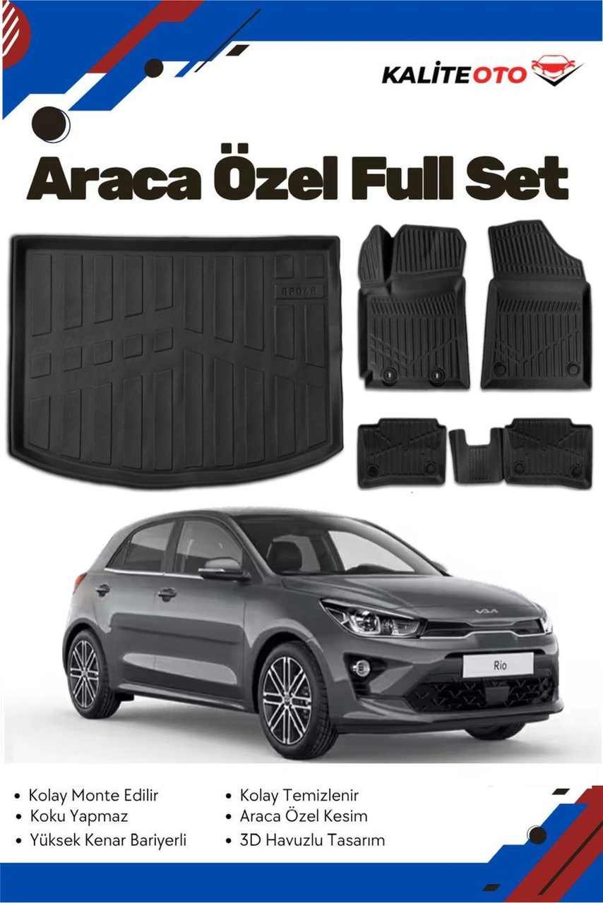 Kia Rio 2022-2023-2024-2025 Model Yumuşak Paspas+bagaj Havuzu Seti