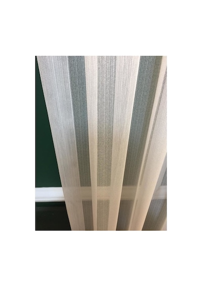 Ince Çizgi Desenli Düz Pilesiz 475 X 250 Cm Tül Perde Kırık Beyaz