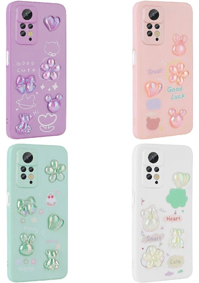 Xiaomi Redmi Note 12 Pro 4g Kılıf Kabartma Figürlü Parlak Zore Toys Silikon Kapak Light Green