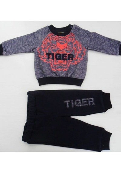 Beyzababykids %100 Pamuk Tiger Nakışlı Erkek Bebek Pijama Takım Ikili Takım Çok Renkli