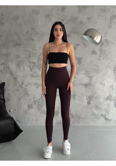 Nolya Moda Yüksek Bel Şardonlu Kışlık İç Göstermez Belize Tayt Kahverengi Nolya Moda Yüksek Bel Şardonlu Kışlık İç Göstermez Belize Tayt Kahverengi