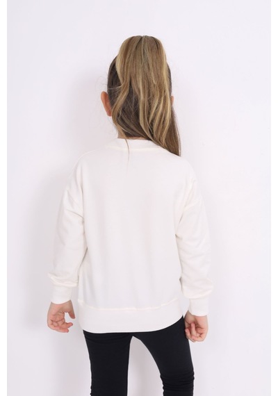 Toontoy Kız Çocuk Relax Fit Bisiklet Yaka Hafif Düşük Omuz Nakış Baskılı Sweatshirt - 2 İplik Ekru Toontoy Kız Çocuk Relax Fit Bisiklet Yaka Hafif Düşük Omuz Nakış Baskılı Sweatshirt - 2 İplik Ekru