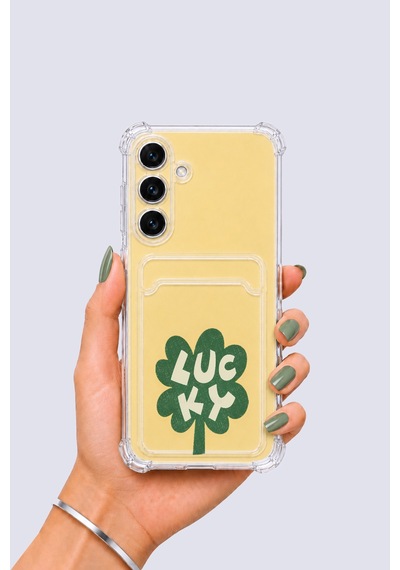Samsung Galaxy Uyumlu S24 Fe Kartlıklı Lucky Yonca Desenli Kılıf Mh-hs4365-7016