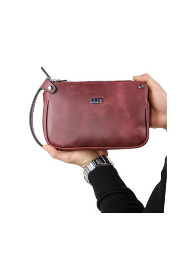 Mft Leather Hakiki Deri Unisex El Çantası Moon Bag 4381 Tiguan Bordo