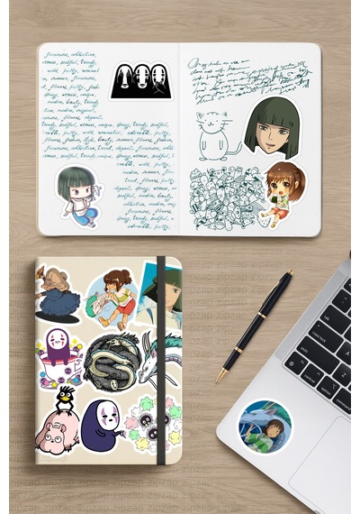 Spirited Away Ruhların Kaçışı Anime Telefon Laptop Yapışkanlı Folyo Sticker Paketi 24 Adet Çok Renkli