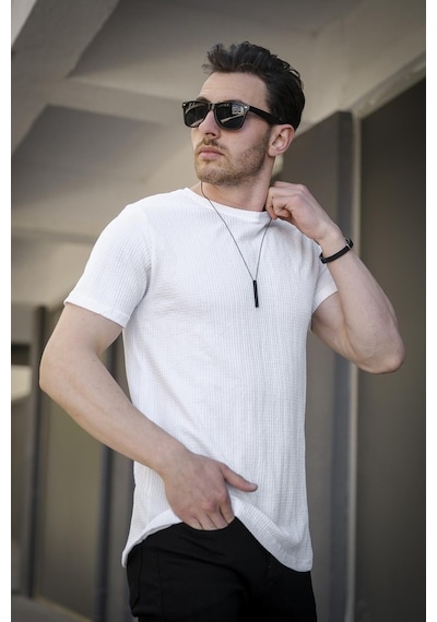 Manfries Waffle Desen Eteği Oval Erkek Tshirt