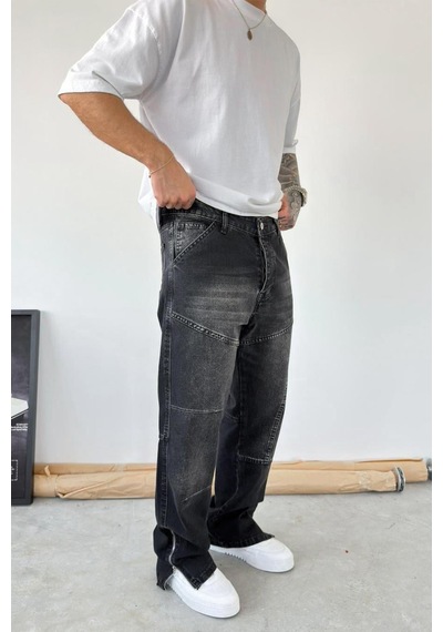 Füme Tasarım Paça Fermuar Detay Baggy Pantolon