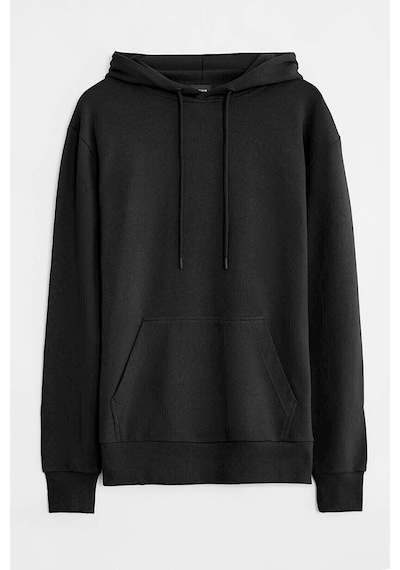 Grimelange Jorge Erkek Yumuşacık Kapüşonlu Organik Pamuk Kanguru Cepli Regular Siyah Sweatshirt