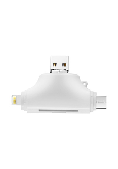 Microcase AL2743 4 in 1 SD Kart Okuyucu Type-C Lightning Micro USB to USB Çevirici Beyaz