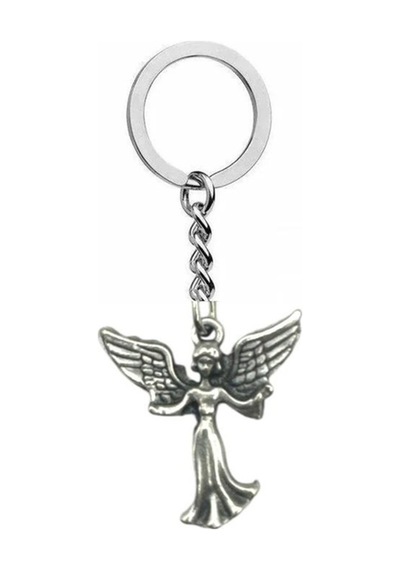 Kanatlı Melek Figürlü Unisex Metal Anahtarlık Koruma Ve Huzur Temalı Manevi Aksesuar