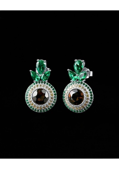 Brezza Lusso Jewelry Sultanit Zümrüt Taşlı Işıltılı Endam Kadın Gümüş Küpe