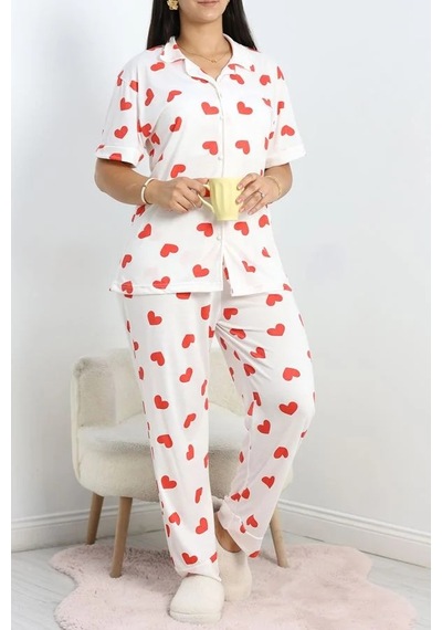 Seka Store Seka Poliviskon Büyük Beden Düğmeli Pijama Takımı Beyazkalp - 50605.1961. Çok Renkli Seka Store Seka Poliviskon Büyük Beden Düğmeli Pijama Takımı Beyazkalp - 50605.1961. Çok Renkli