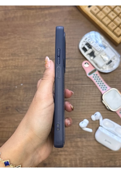 Redmi Note 13 Pro 4g Uyumlu Premium Deri Dokulu Darbelere Karşı Dayanıklı Nazal Silikon Kılıf Lacivert