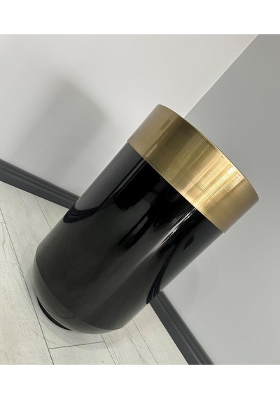 Dekoratif Eskitme Darbuka Parlak Siyah Saksı 70cm