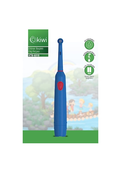 Kiwi Ktb-6019 Döner Başlıklı Plak Giderici Pilli Diş Fırçası Mavi