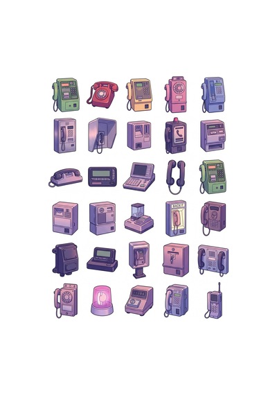 30 Adet Retro Japon Telefon Sticker Seti - Laptop, Defter, Telefon Kılıfı Çok Renkli