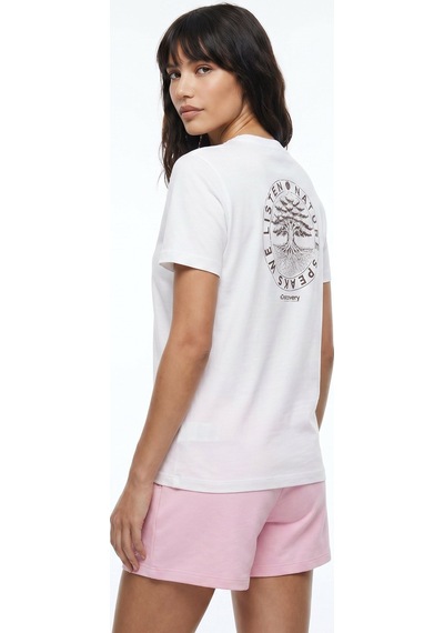 Discovery Expedition Beyaz Unisex Bisiklet Yaka Baskılı T-shirt D6su-tst3103
