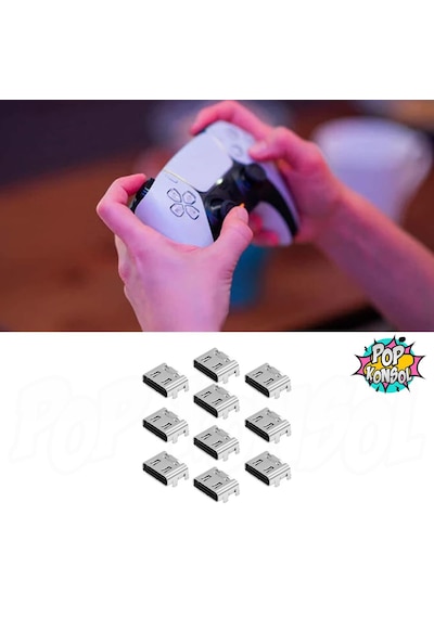 Ps5 Type-c Şarj Soketi Playstation 5 Dualsense Kol Yedek Parça 10 Adet Açık Gri