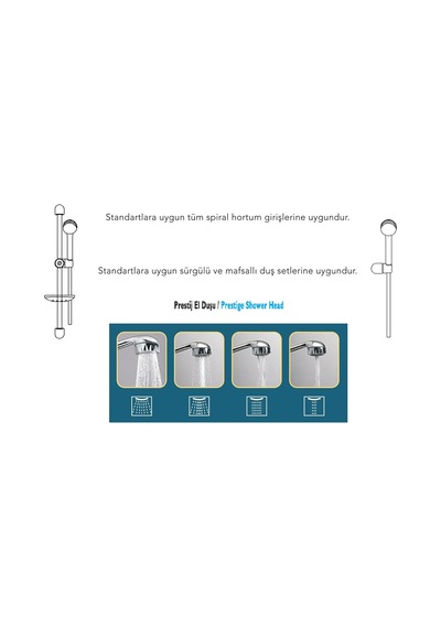 Welldone Prestij 5 Fonksiyonlu Duş Başlığı Krom