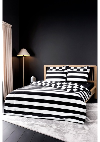 Cozy Home Mono Çift Kişilik Lastikli Çarşaflı Nevresim Takımı Code Siyah Siyah
