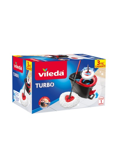 Vileda Turbo Pedallı Temizlik Seti Mikrofiber Paspas, Teleskopik Sap Ve Döner Sıkma Kovalı