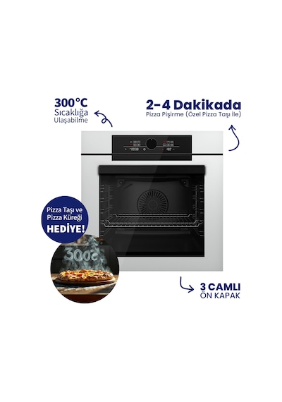 Ferre Pizzart & Fryart QEP65CB+NT026-WFA+D081-SA Özel Woklu Tasarım Ankastre Set Beyaz