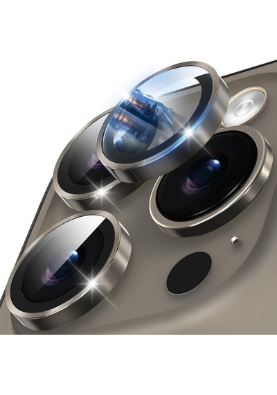 Apple Uyumlu iPhone 15 Pro Max Raze Metal Kamera Lens Koruyucu Gri