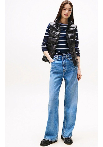 Tommy Hilfiger Kadın Marka Logolu Full Fermuarlı Şık Görünüşlü Günlük Kullanıma Uygun Siyah Yelek Dw-10177 Siyah