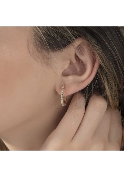 Sembol Gold Sarı Altın Halka Küpe Taşlı Pırlanta Montur