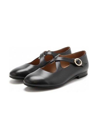 Ne&ve Shoes Siyah Hakiki Deri Çapraz Bantlı Kadın Günlük Babet