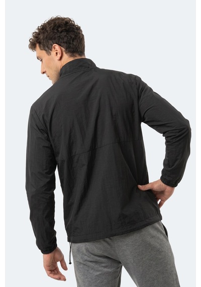 Slazenger Reckon Erkek Dik Yaka Fermuarlı Siyah Yağmurluk