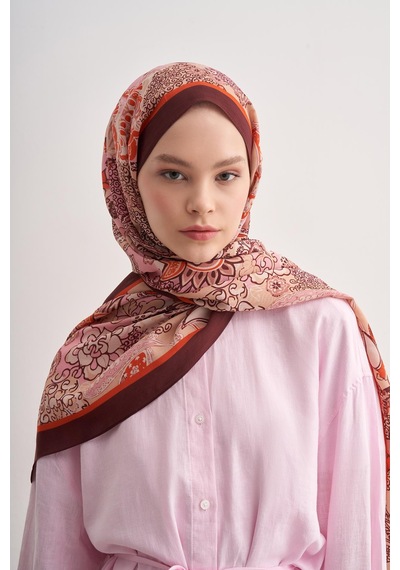 Carell Royal Bordo Vela Floş Şal Çok Renkli