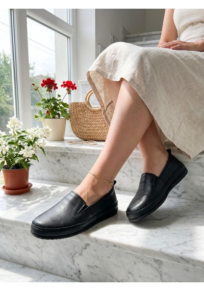 Free Foot Freefoot 12905 Siyah Hakiki Soft Deri Günlük Kadın Ayakkabı