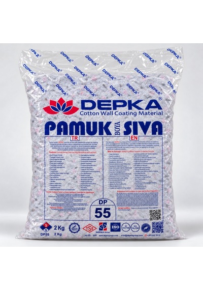 Depka Pamuk Sıva Dp55 2 Kg 7-8 M² İpek Sıva Alternatifi Isı Ve Ses Yalıtımlı Dekoratif Sıva