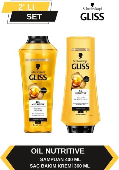 Gliss Oil Nutritive Şampuan 400 ML + Saç Kremi 360 ML