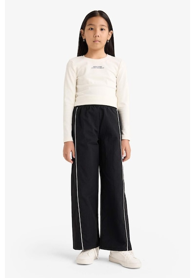 Defacto Kız Çocuk Wide Leg Esnek Bantlı Paça Paraşüt Pantolon E6186a825aubk27 Siyah