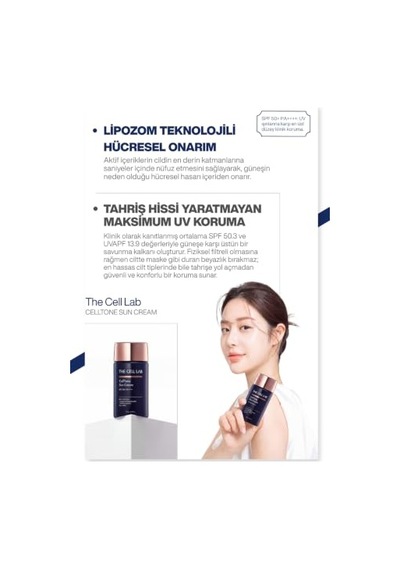 Celltone Sun Cream, Pdrn, Bariyer Onarıcı & Nemlendirici Güneş Kremi, Spf 50+ Pa++++, 70g