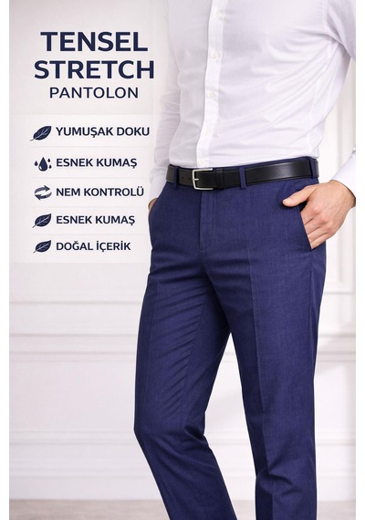 Classics Men Caserta Klasik Fit Likralı Erkek Tensel Pantolon - 7553 Lacivert