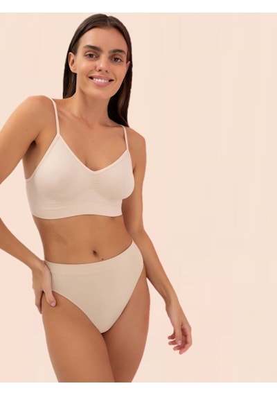 Mistirik Pisun Model Ip Askılı Örme Kumaş Büstiyer Korse Spor Sütyen Korse Ince Askılı Ten Renk Ten