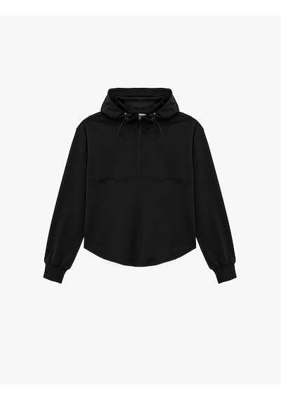 Koton Rahat Kalıp Yarım Fermuarlı Stoperli Kapüşonlu Uzun Kollu Spor Sweatshirt Siyah 7wak10190nk Koton Rahat Kalıp Yarım Fermuarlı Stoperli Kapüşonlu Uzun Kollu Spor Sweatshirt Siyah 7wak10190nk