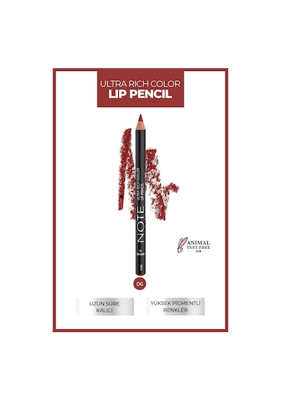 Note Cosmetique Ultra Rich Color Lip Pencil Dudak Kalemi 06 Red - Kırmızı