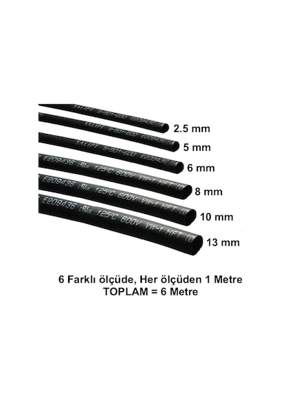 Isıyla Daralan Makaron Kablo Seti (6 Çeşit Herbiri 100 Cm ) Kablo