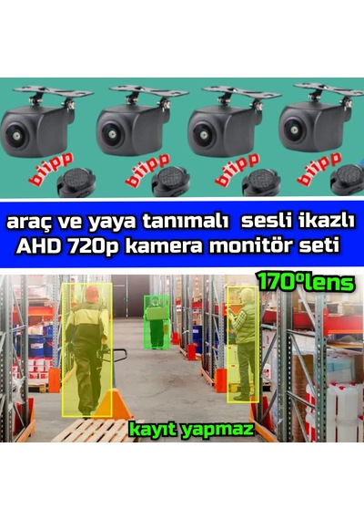 Kayıtsız 7 İnç Ekran Araç Ve Yaya Tanımalı Sesli İkazlı 4 Kamera