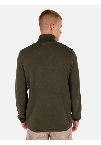 Colin's Colins Regular Fit Turtle Neck Yeşil Erkek Kazak Cl1064879 Haki