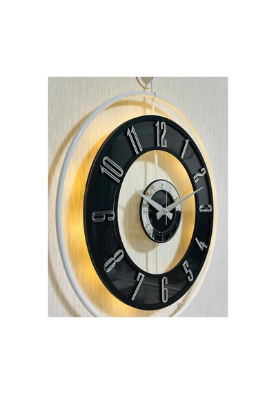 Pey Aksesuar Metal Camlı Duvar Saati 50 X 70 Cm Orta Boy Işıklı Gerçek Cam M51-beyaz-şeffaf-siyah-gümüş M51-beyaz-şeffaf-siyah-gümüş