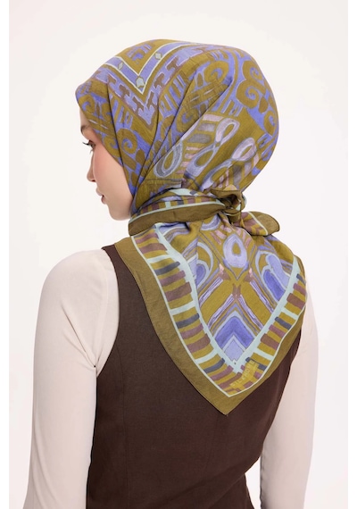 Silk Home Dört Mevsim Antik Motif Viskon Velora Eşarp 6420 Yağ Yeşili